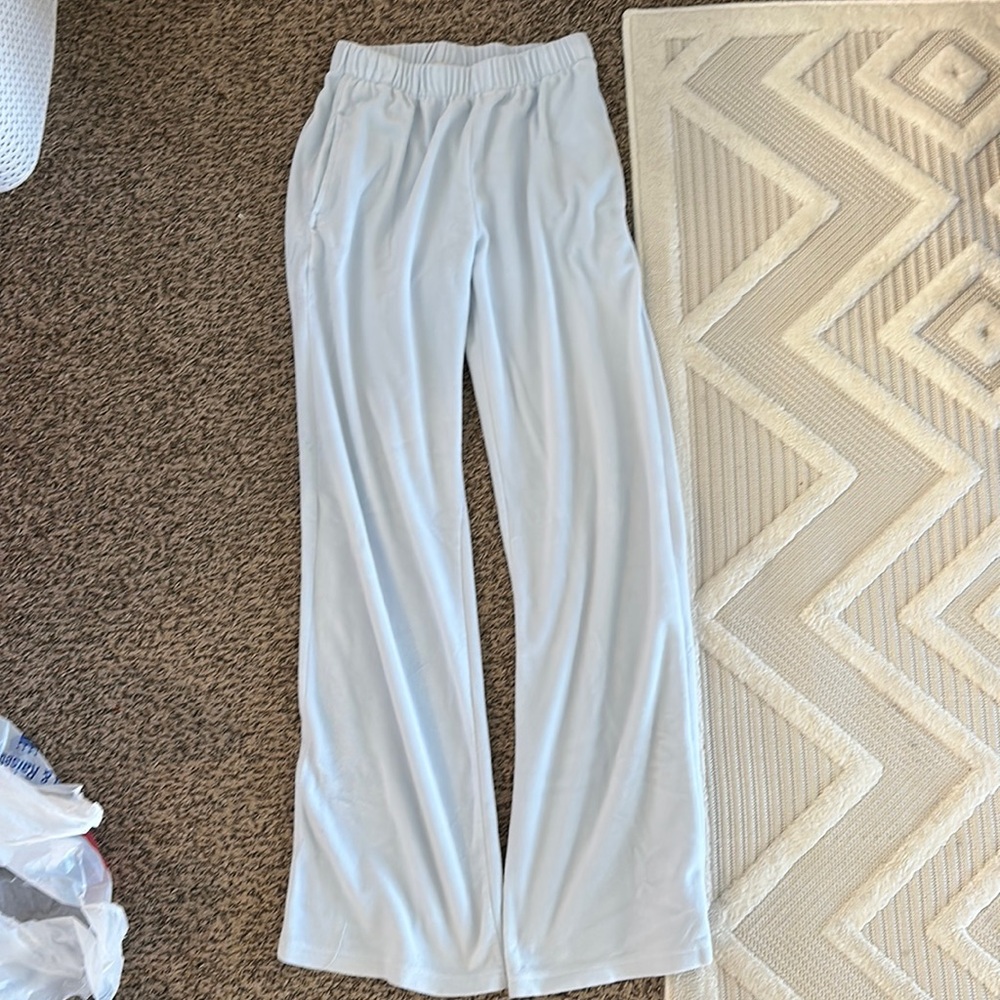 John Galt light blue Velour sweat pants, one size